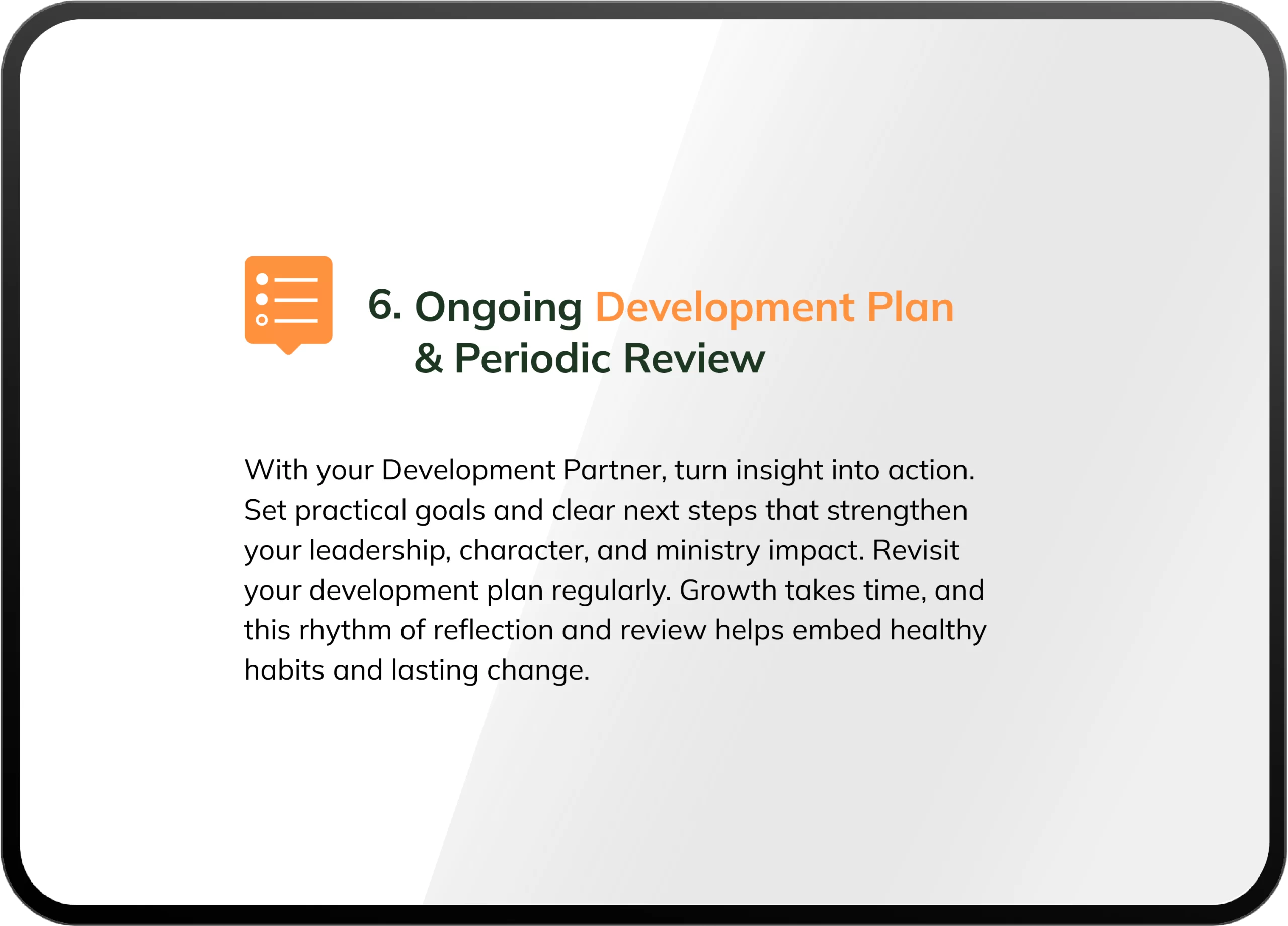 360-degree review process diagram-step 6 & ongoing plan